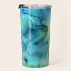 Blue Green Spring Marble Abstract Ink Painting Travel Mug Gallery Image 3