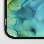 Blue Green Spring Marble Abstract Ink Painting Laptop Sleeve Gallery Image 3
