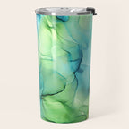 Blue Green Spring Marble Abstract Ink Painting Travel Mug Gallery Image 2