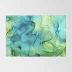 Blue Green Spring Marble Abstract Ink Painting Rug Gallery Image 2
