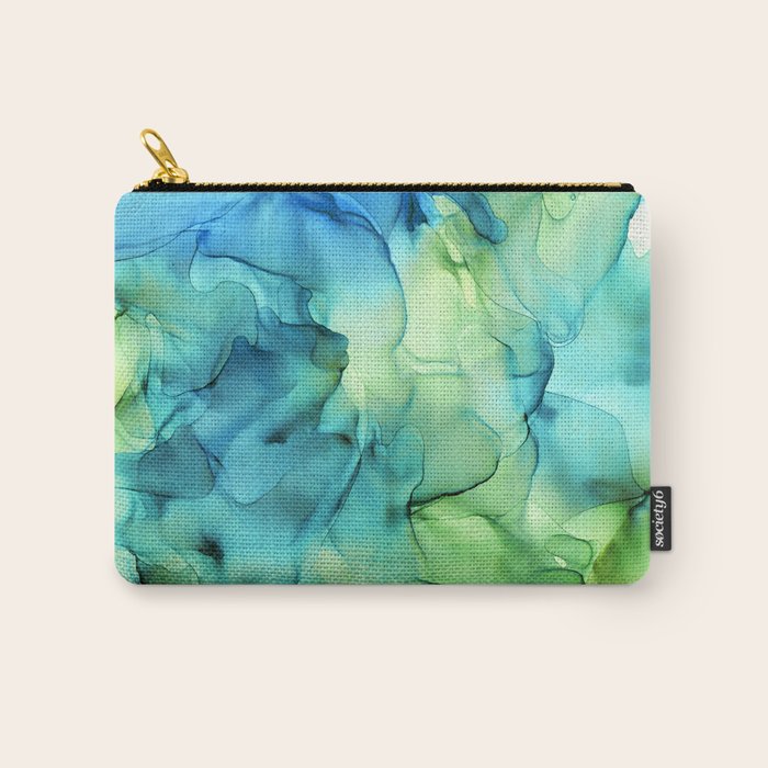 Blue Green Spring Marble Abstract Ink Painting Carry All Pouch Gallery Image 1