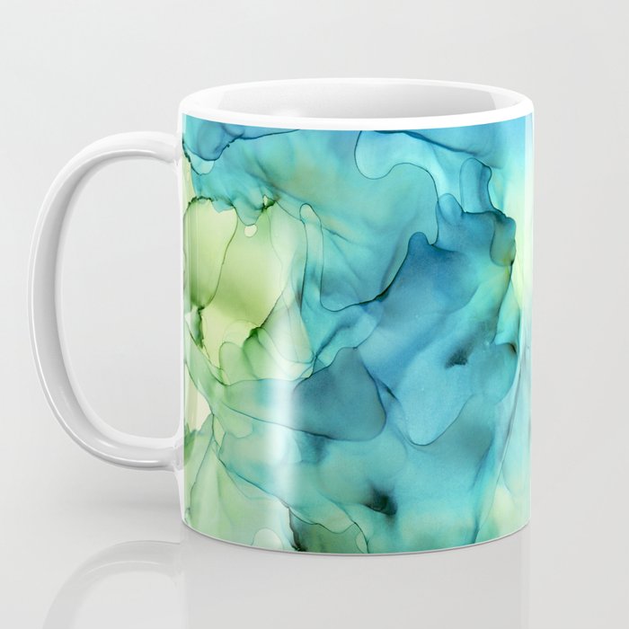 Blue Green Spring Marble Abstract Ink Painting Coffee Mug Gallery Image 3