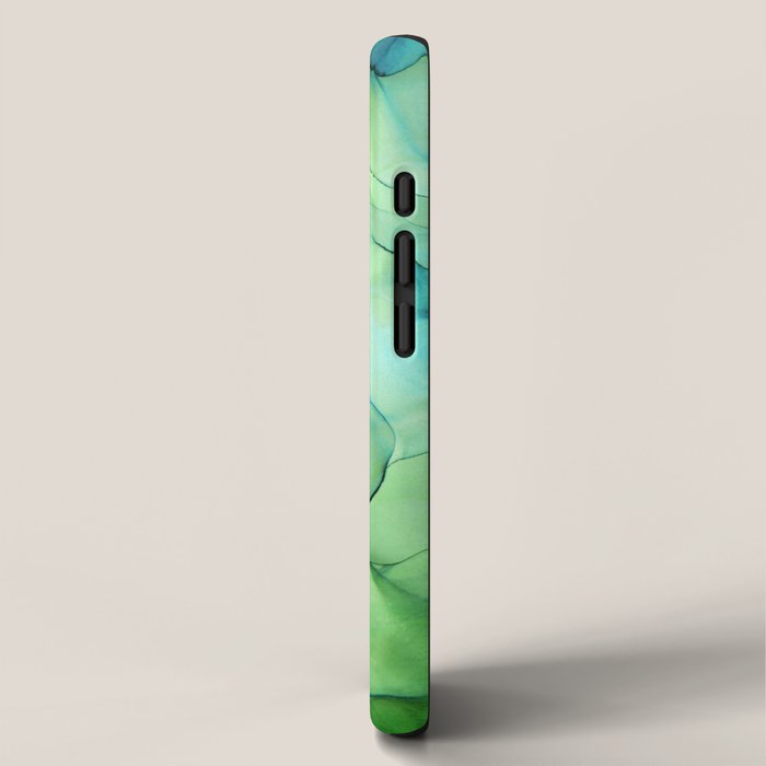 Blue Green Spring Marble Abstract Ink Painting iPhone Case Gallery Image 2