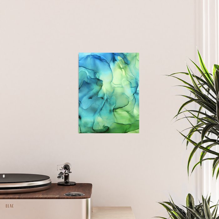 Blue Green Spring Marble Abstract Ink Painting Poster Gallery Image 2