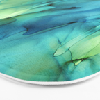 Blue Green Spring Marble Abstract Ink Painting Bath Mat Gallery Image 3