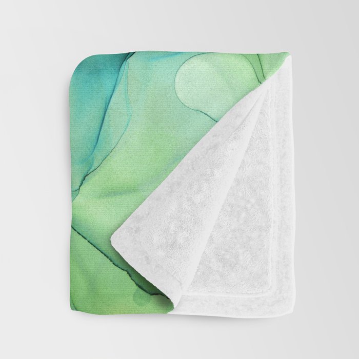 Blue Green Spring Marble Abstract Ink Painting Throw Blanket Gallery Image 3