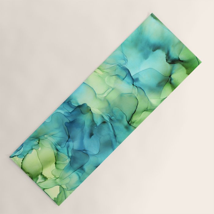 Blue Green Spring Marble Abstract Ink Painting Yoga Mat Gallery Image 1