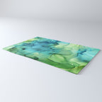 Blue Green Spring Marble Abstract Ink Painting Rug Gallery Image 3