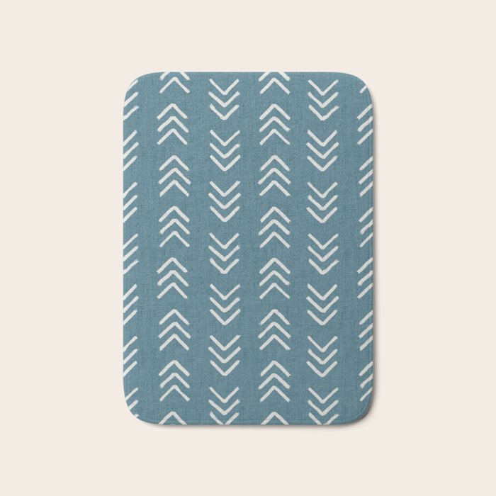 Muted teal and soft white ink brushed arrow heads pattern with textured background Bath Mat Gallery Image 1