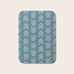 Muted teal and soft white ink brushed arrow heads pattern with textured background Bath Mat Gallery Image 1