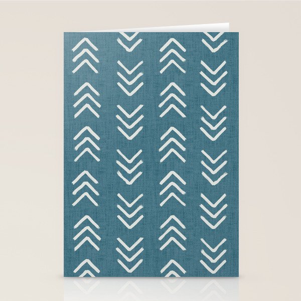 Muted teal and soft white ink brushed arrow heads pattern with textured background Stationery Card Gallery Image 1