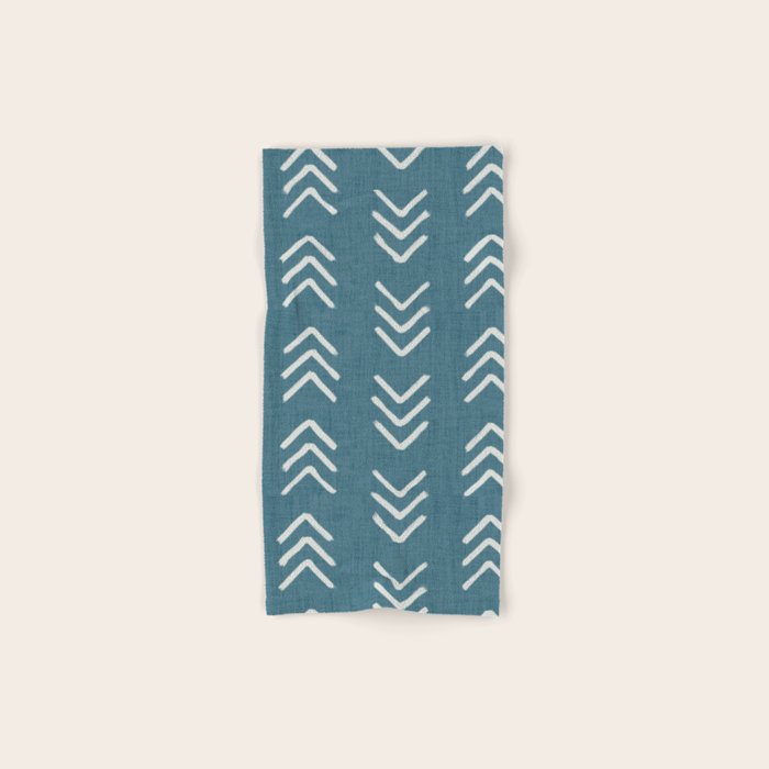 Muted teal and soft white ink brushed arrow heads pattern with textured background Bath Towel Gallery Image 1