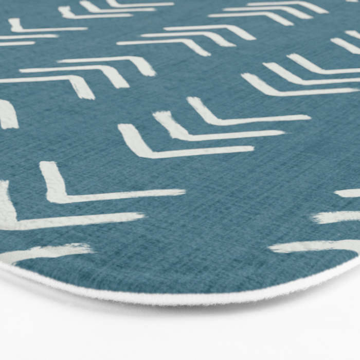 Muted teal and soft white ink brushed arrow heads pattern with textured background Bath Mat Gallery Image 3