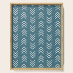 Muted teal and soft white ink brushed arrow heads pattern with textured background Serving Tray Gallery Image 1