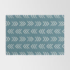 Muted teal and soft white ink brushed arrow heads pattern with textured background Rug Gallery Image 2