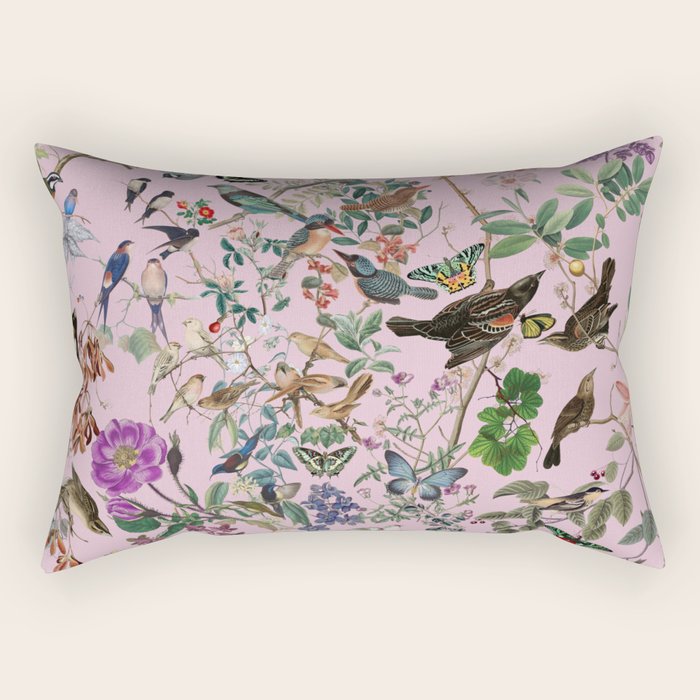 Bird menagerie mauve Rectangular Pillow Gallery Image 1