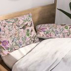 Bird menagerie mauve Pillow Sham Gallery Image 2