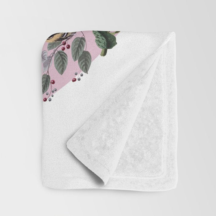 Bird menagerie mauve Throw Blanket Gallery Image 3
