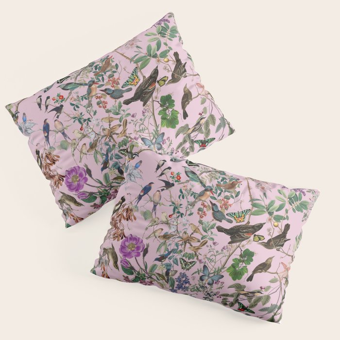 Bird menagerie mauve Pillow Sham Gallery Image 3