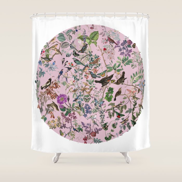 Bird menagerie mauve Shower Curtain