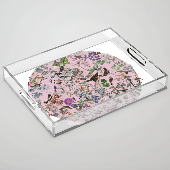 Bird menagerie mauve Acrylic Tray Gallery Image 1