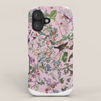 Bird menagerie mauve iPhone Case Gallery Image 1