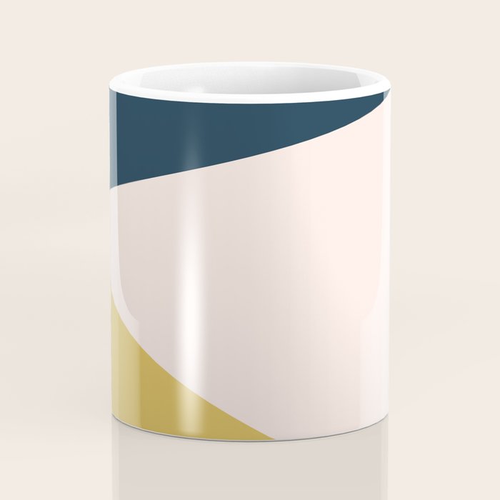 Jag 2. Minimalist Angled Color Block in Navy Blue, Blush Pink, and Mustard Yellow Coffee Mug Gallery Image 4