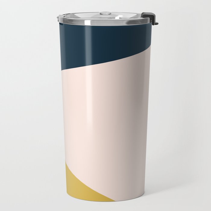 Jag 2. Minimalist Angled Color Block in Navy Blue, Blush Pink, and Mustard Yellow Travel Mug Gallery Image 2