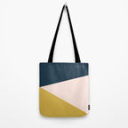 Jag 2. Minimalist Angled Color Block in Navy Blue, Blush Pink, and Mustard Yellow Tote Bag Gallery Image 2