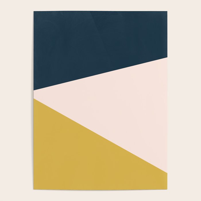 Jag 2. Minimalist Angled Color Block in Navy Blue, Blush Pink, and Mustard Yellow Poster Gallery Image 4