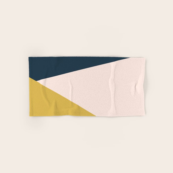 Jag 2. Minimalist Angled Color Block in Navy Blue, Blush Pink, and Mustard Yellow Towels Gallery Image 1