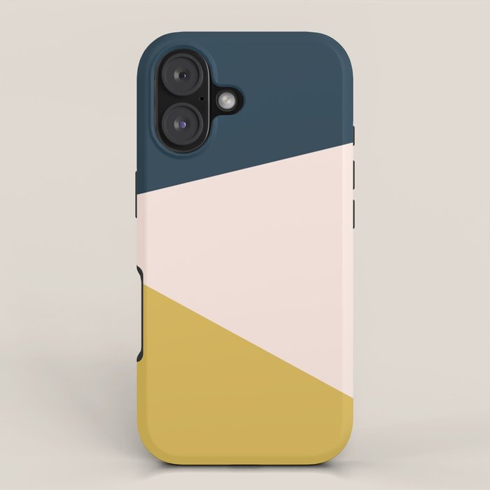 Jag 2. Minimalist Angled Color Block in Navy Blue, Blush Pink, and Mustard Yellow iPhone Case Gallery Image 1