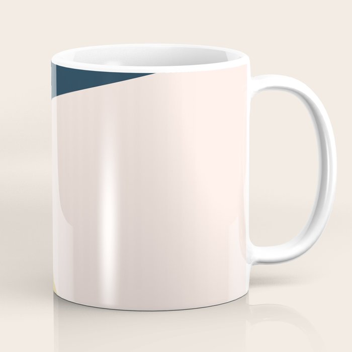Jag 2. Minimalist Angled Color Block in Navy Blue, Blush Pink, and Mustard Yellow Coffee Mug Gallery Image 1