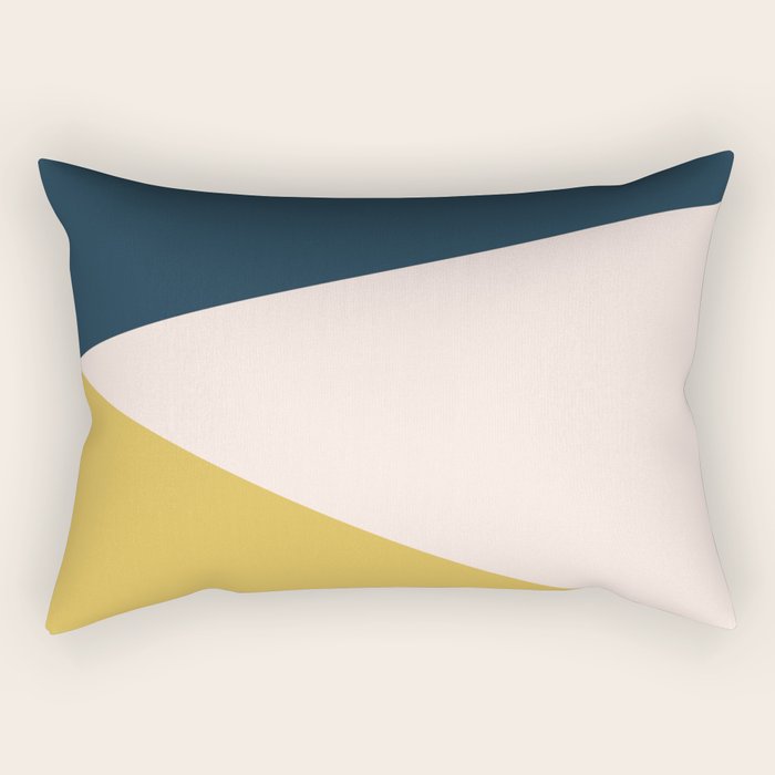 Jag 2. Minimalist Angled Color Block in Navy Blue, Blush Pink, and Mustard Yellow Rectangular Pillow Gallery Image 2