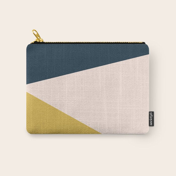 Jag 2. Minimalist Angled Color Block in Navy Blue, Blush Pink, and Mustard Yellow Carry All Pouch Gallery Image 1