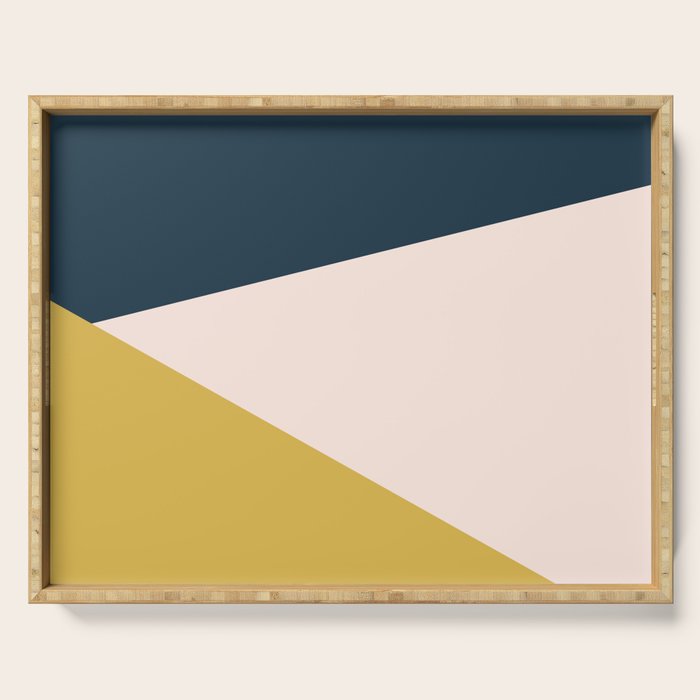 Jag 2. Minimalist Angled Color Block in Navy Blue, Blush Pink, and Mustard Yellow Serving Tray Gallery Image 1