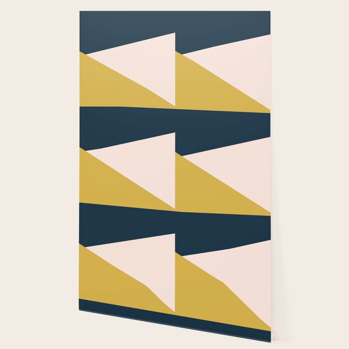 Jag 2. Minimalist Angled Color Block in Navy Blue, Blush Pink, and Mustard Yellow Wallpaper Gallery Image 2