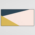 Jag 2. Minimalist Angled Color Block in Navy Blue, Blush Pink, and Mustard Yellow Desk Mat Gallery Image 3