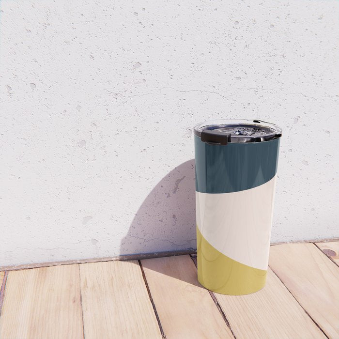 Jag 2. Minimalist Angled Color Block in Navy Blue, Blush Pink, and Mustard Yellow Travel Mug Gallery Image 4