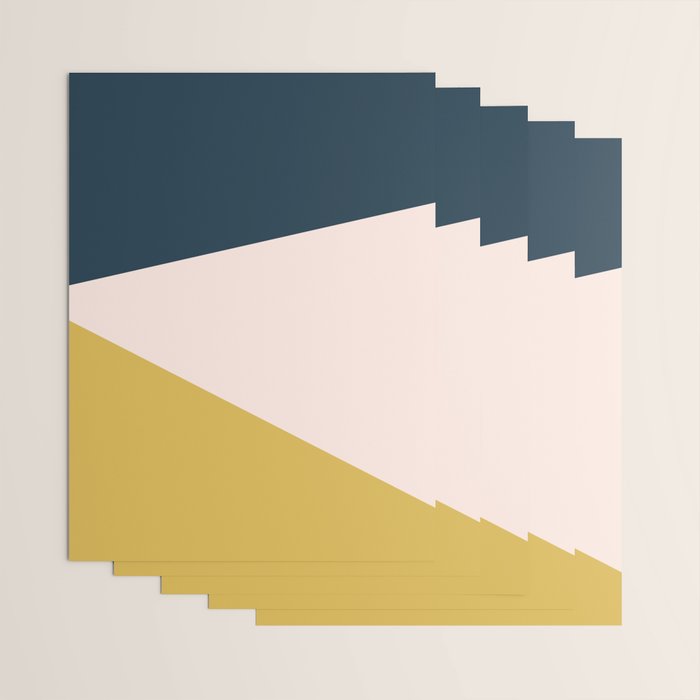 Jag 2. Minimalist Angled Color Block in Navy Blue, Blush Pink, and Mustard Yellow Wrapping Paper Gallery Image 3