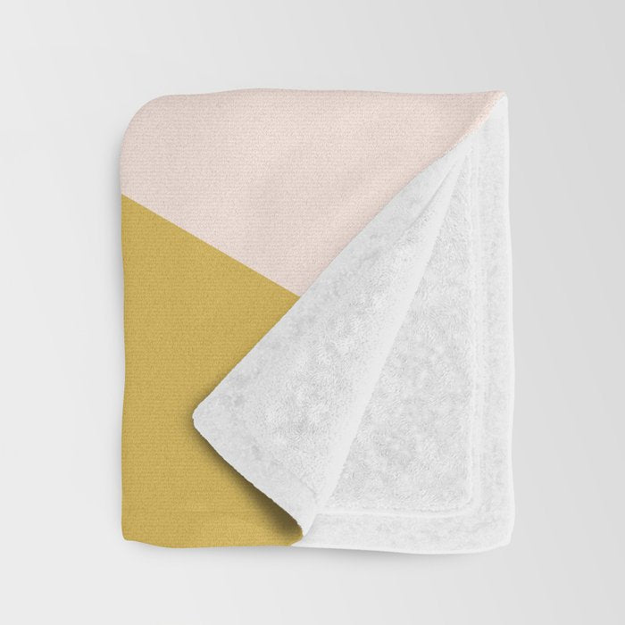 Jag 2. Minimalist Angled Color Block in Navy Blue, Blush Pink, and Mustard Yellow Throw Blanket Gallery Image 3