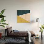 Jag 2. Minimalist Angled Color Block in Navy Blue, Blush Pink, and Mustard Yellow Wood Wall Art Gallery Image 2