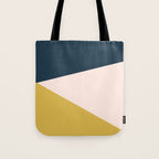 Jag 2. Minimalist Angled Color Block in Navy Blue, Blush Pink, and Mustard Yellow Tote Bag Gallery Image 1