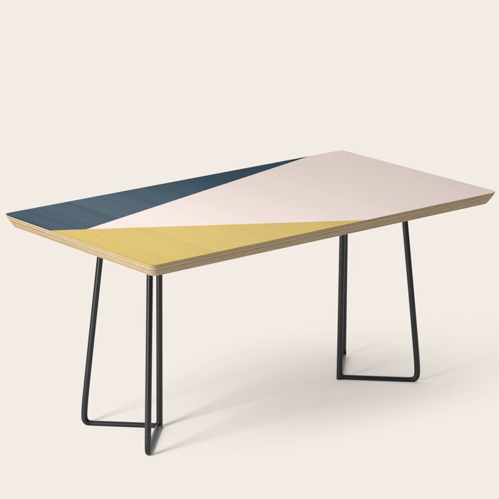 Jag 2. Minimalist Angled Color Block in Navy Blue, Blush Pink, and Mustard Yellow Coffee Table Gallery Image 1