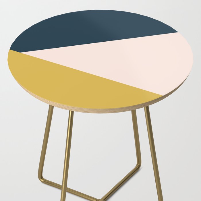 Jag 2. Minimalist Angled Color Block in Navy Blue, Blush Pink, and Mustard Yellow Side Table Gallery Image 2