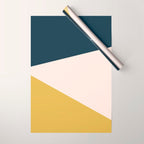 Jag 2. Minimalist Angled Color Block in Navy Blue, Blush Pink, and Mustard Yellow Wrapping Paper Gallery Image 1