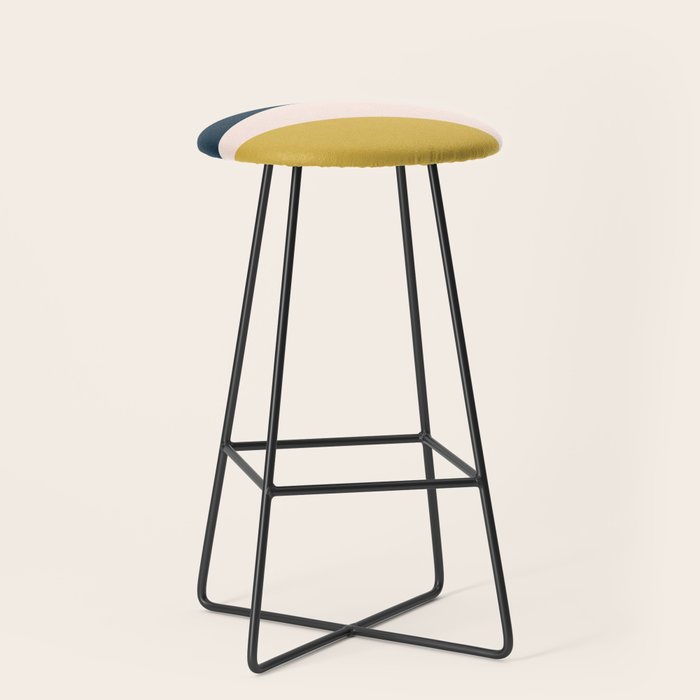Jag 2. Minimalist Angled Color Block in Navy Blue, Blush Pink, and Mustard Yellow Stool Gallery Image 1