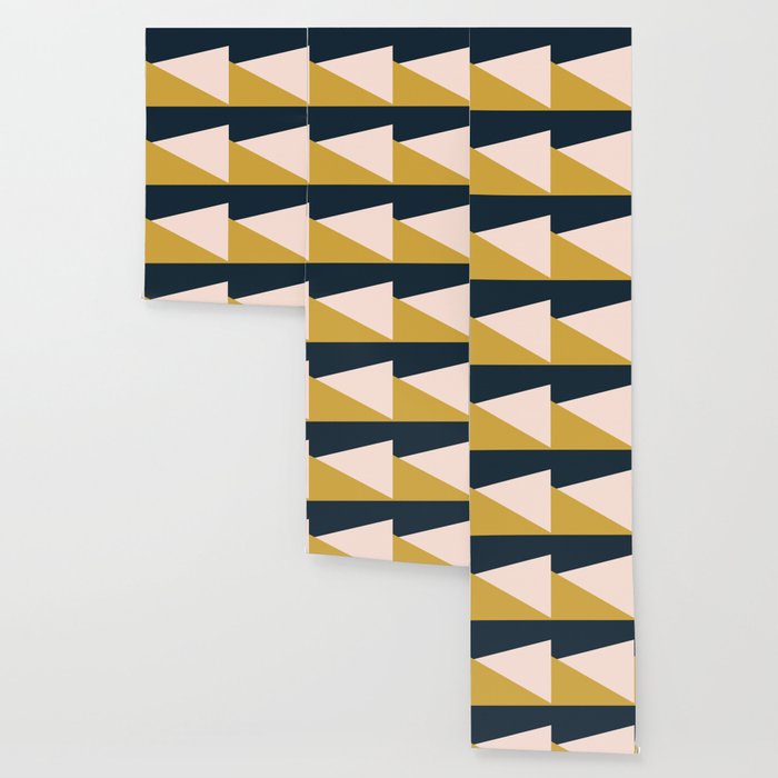 Jag 2. Minimalist Angled Color Block in Navy Blue, Blush Pink, and Mustard Yellow Wallpaper Gallery Image 3
