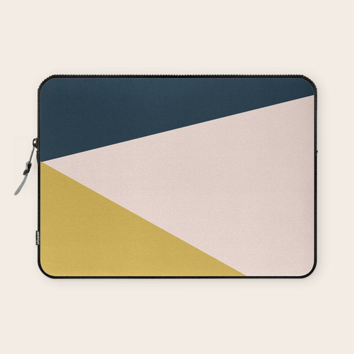 Jag 2. Minimalist Angled Color Block in Navy Blue, Blush Pink, and Mustard Yellow Laptop Sleeve Gallery Image 1