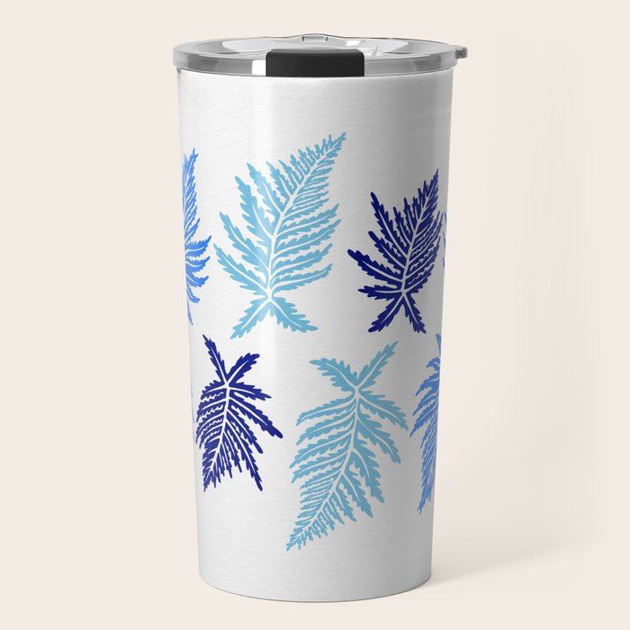 Inked Ferns - Blue Palette Travel Mug Gallery Image 1